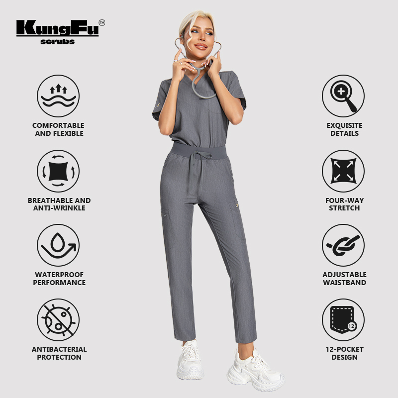 KUNGFU SCRUBS Women Nurse Scru - Medical Lab Uniform 评论和价格