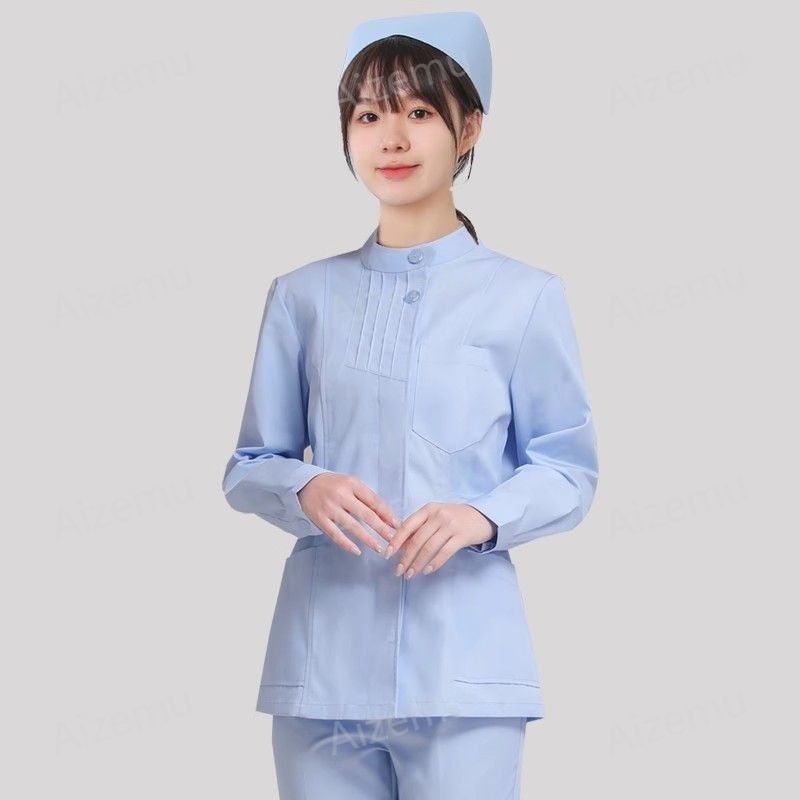 Pink Long Sleeve Nurse Uniform - Medical Lab Logo 评论和价格