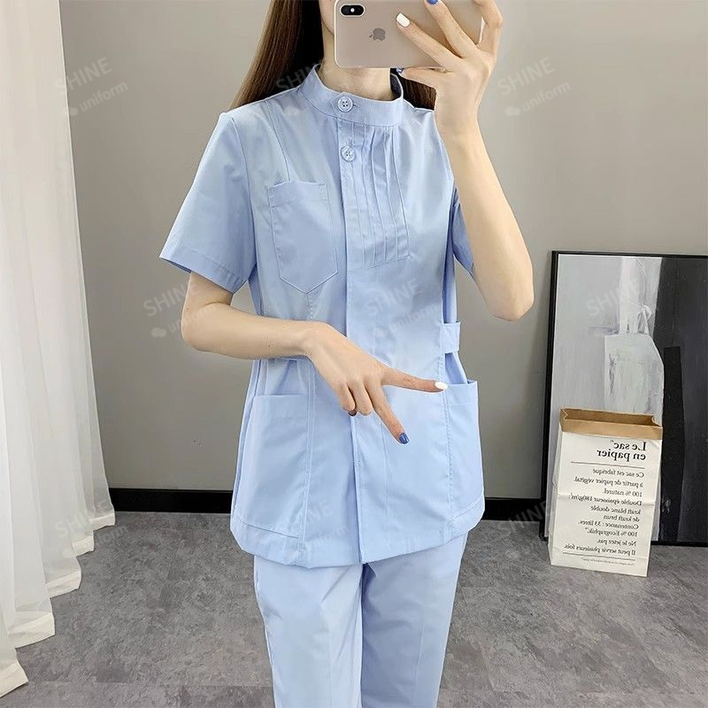 Pink Nurse Uniforms Short Slee - Medical Lab Logo 评论和价格